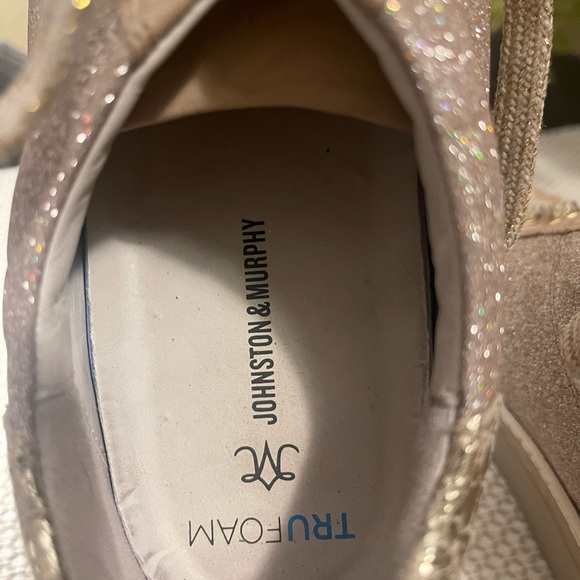 Johnston and Murphy Sneakers Champagne Glitter Fabric and Leather Size 7 - Picture 8 of 11